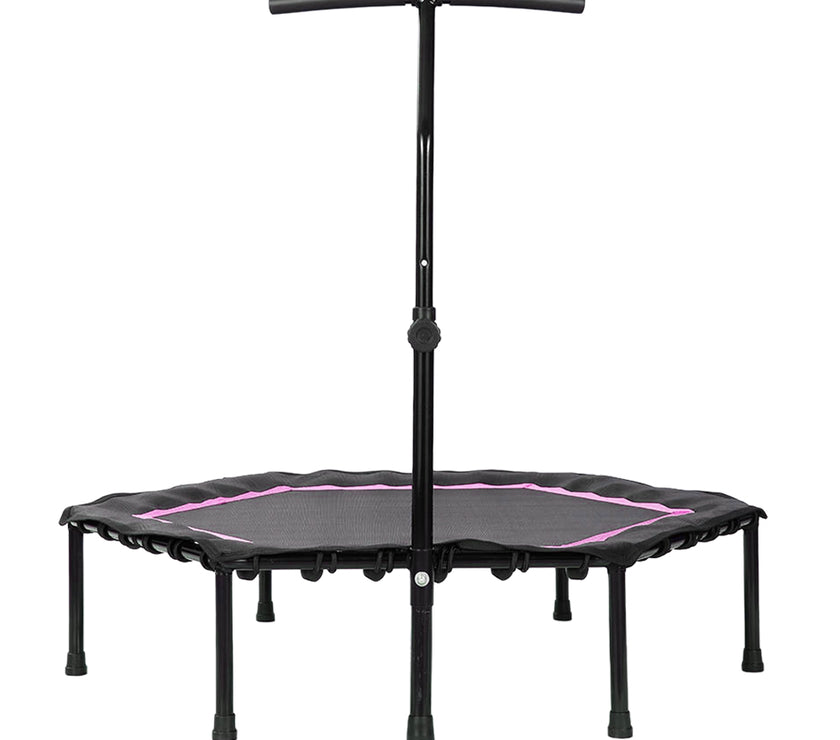 48" Professional Fitness Trampoline Gym Rebounder Cardio Home Exercise Handrail Pink Color