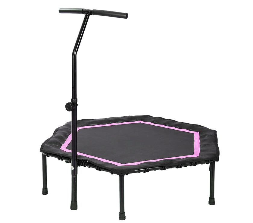 48" Professional Fitness Trampoline Gym Rebounder Cardio Home Exercise Handrail Pink Color