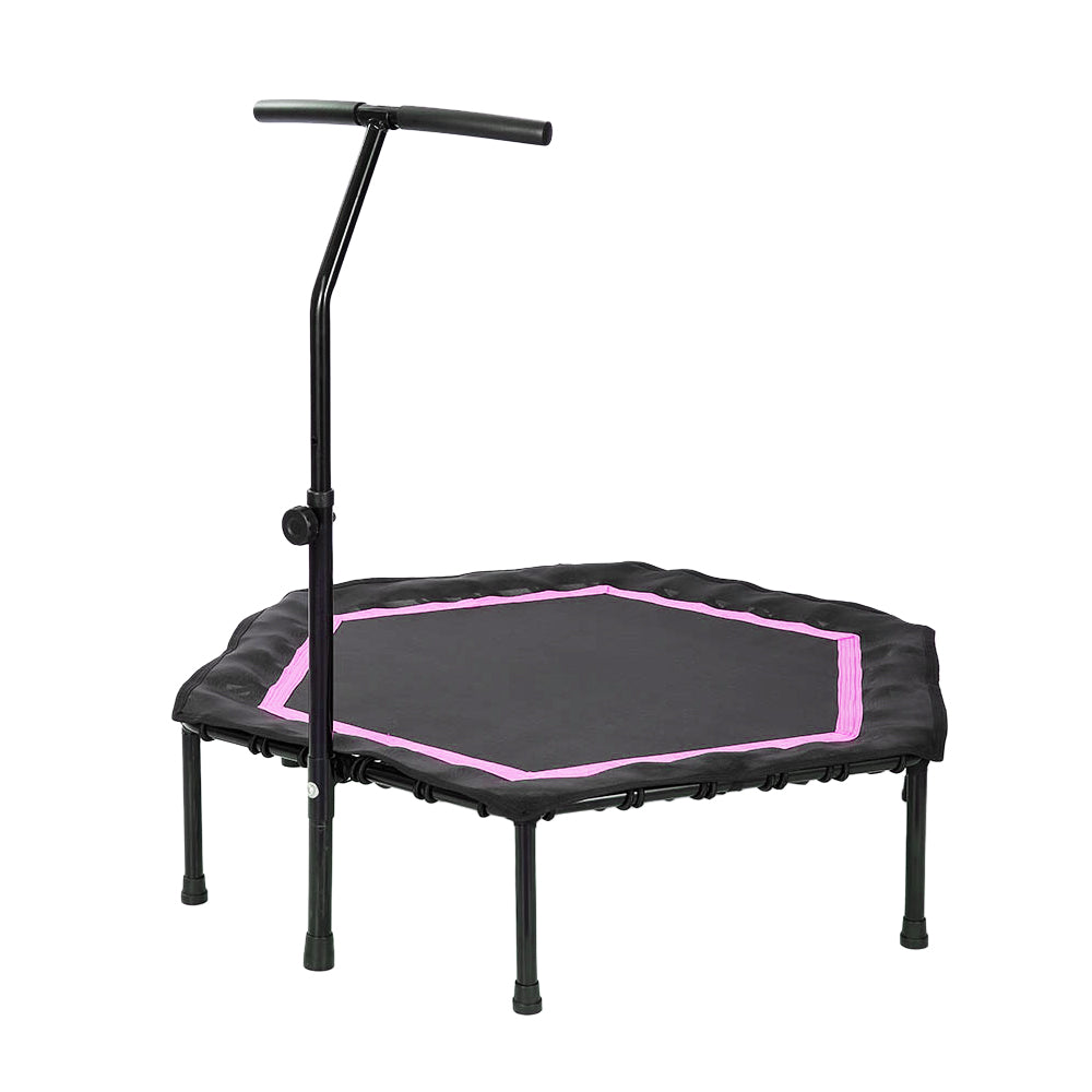 48" Professional Fitness Trampoline Gym Rebounder Cardio Home Exercise Handrail Pink Color