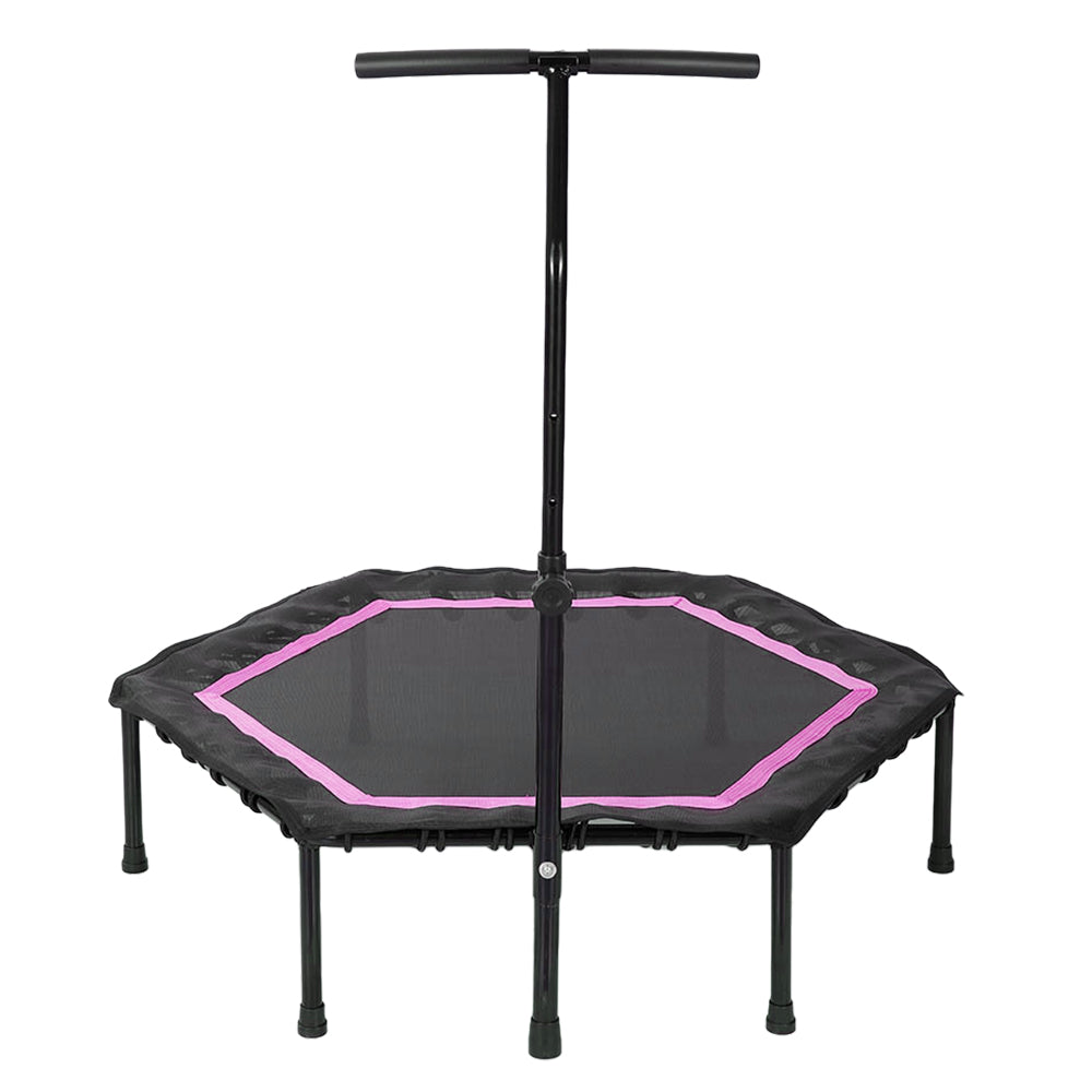 48" Professional Fitness Trampoline Gym Rebounder Cardio Home Exercise Handrail Pink Color