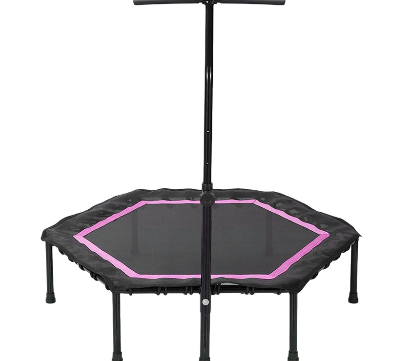 48" Professional Fitness Trampoline Gym Rebounder Cardio Home Exercise Handrail Pink Color