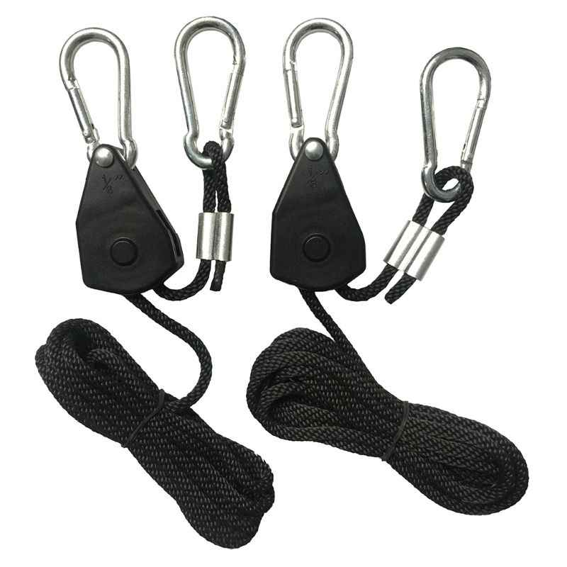 2 Pairs Heavy Duty Grow Reflector Rope Ratchet Hydroponics Growing Tent Hangers