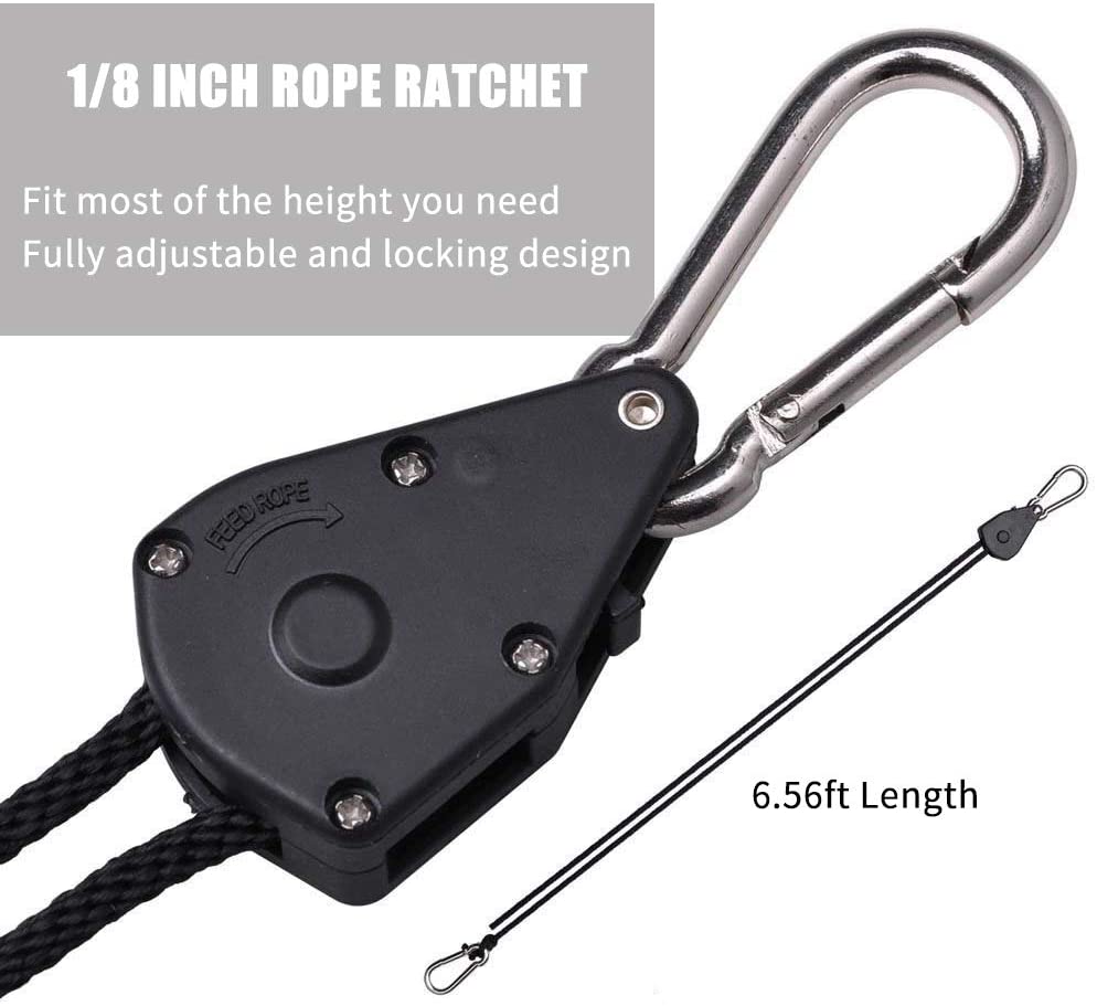 1 Pair Rope Ratchet Heavy Duty for Hydroponics Grow Tent Hanger