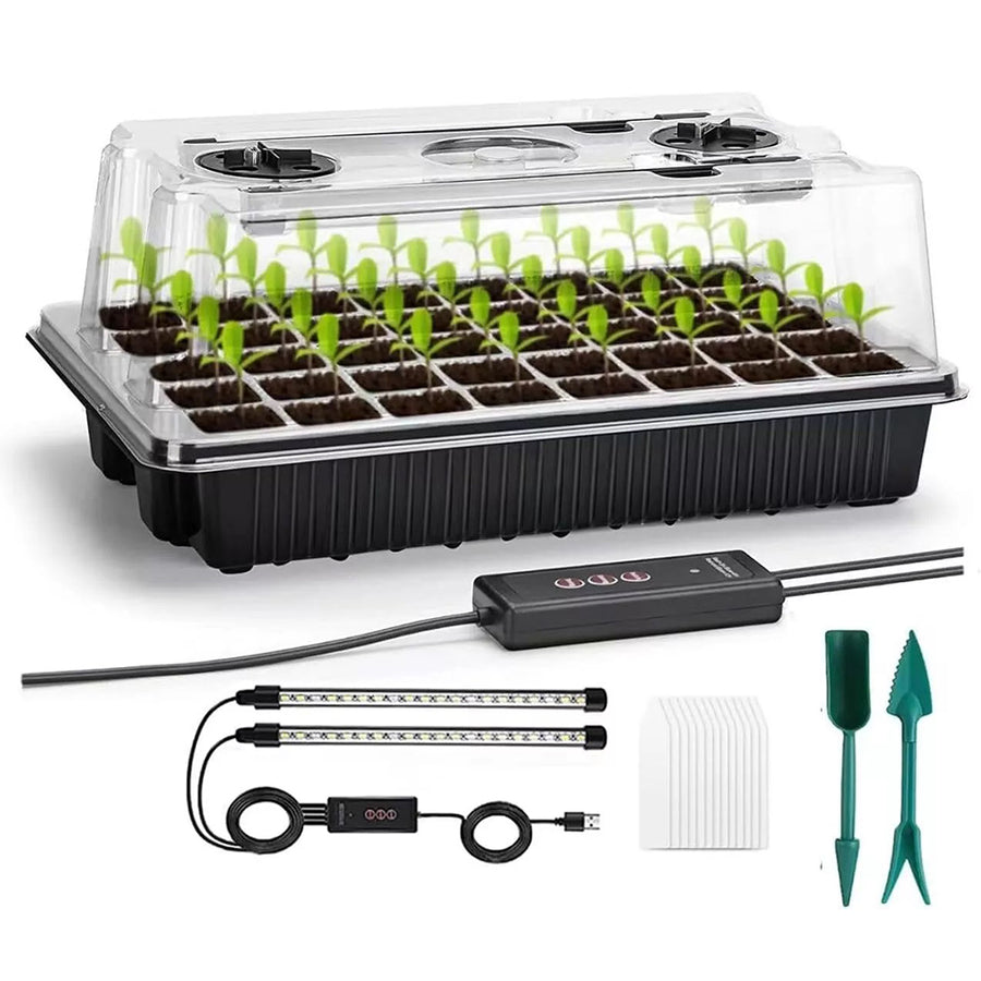 40 Cells Seedling Starter Tray Plant Seed Germination Kit with Grow Light & Humidity Dome