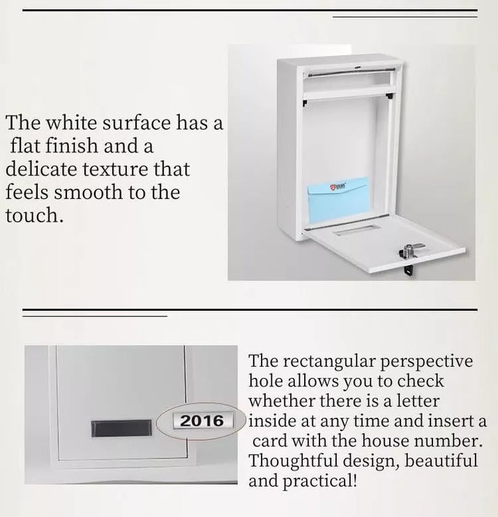 Safe Storage Dropbox Heavy Duty Steel Mailbox Locking Drop Box for Rent Payments Mail Key Cash Checks