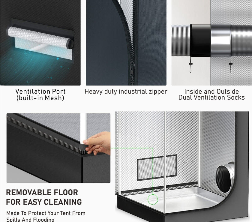 Grow Tent Room for Hydroponics Grow LED Lights Ventilation Kit 150x150x200cm
