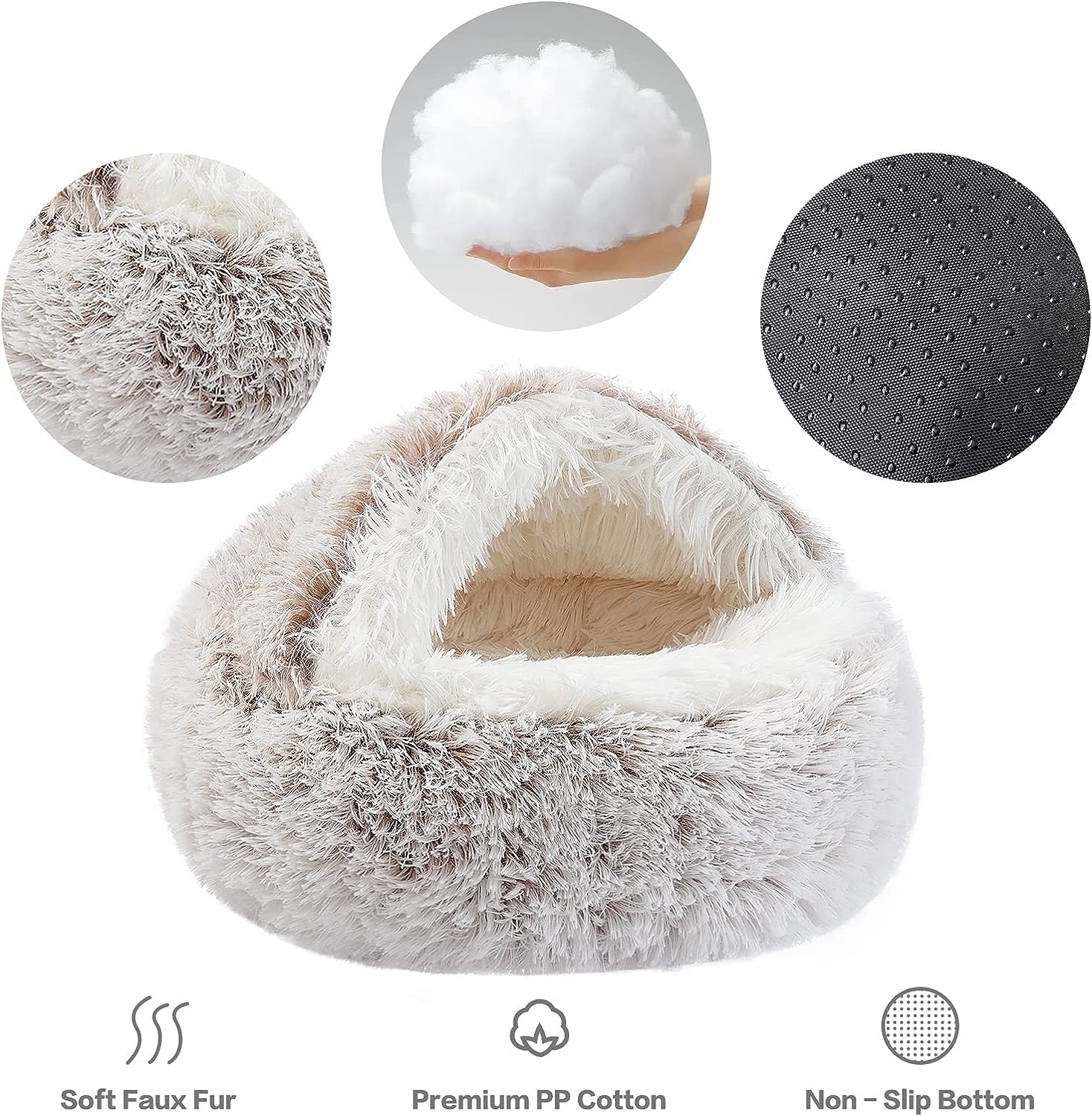 Pet Cat Calming Bed Cuddle Soft Warm Plush Cave Comfy Sleeping Nest Kitten House