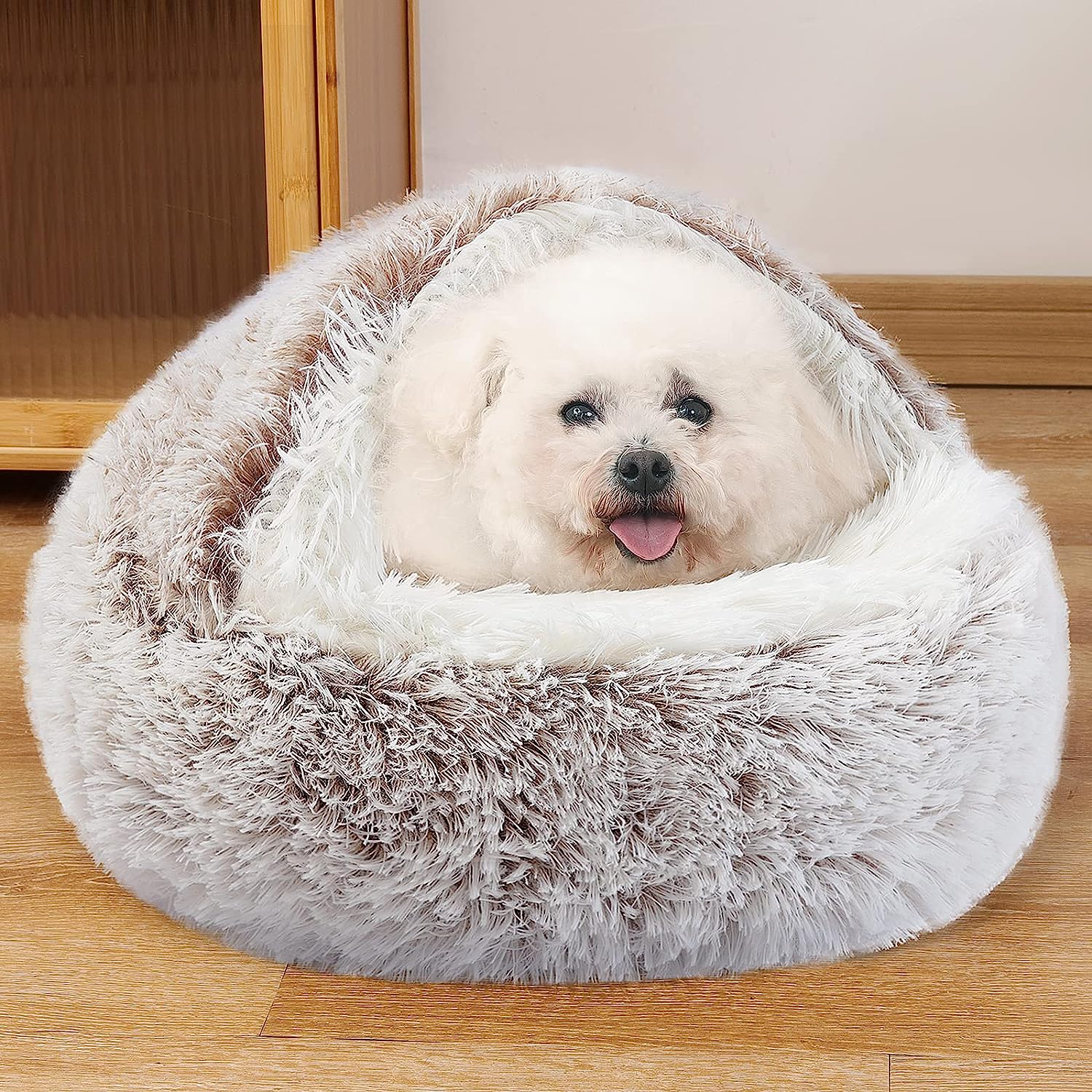 Pet Cat Calming Bed Cuddle Soft Warm Plush Cave Comfy Sleeping Nest Kitten House