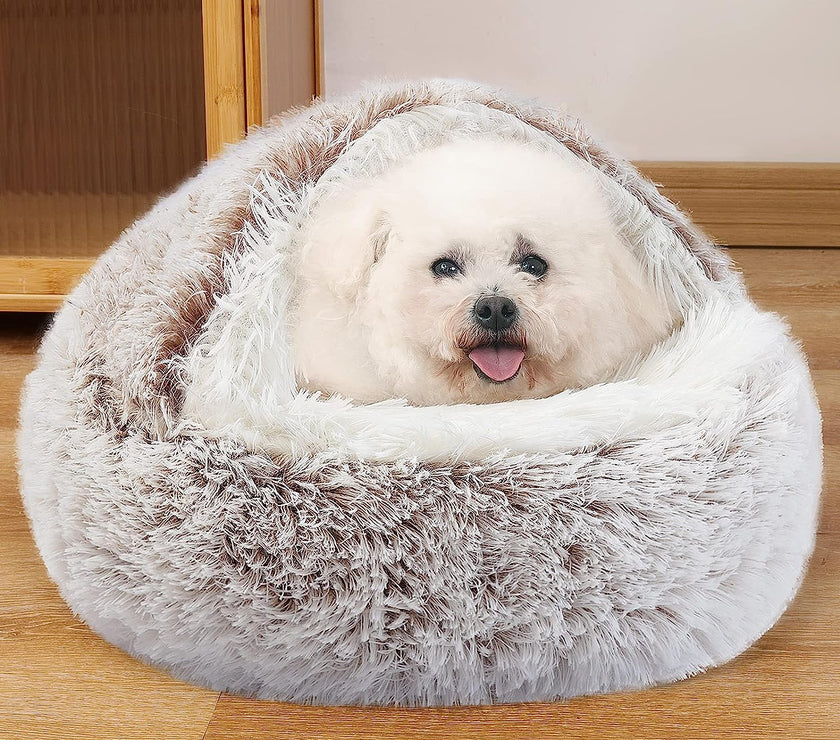 Pet Cat Calming Bed Cuddle Soft Warm Plush Cave Comfy Sleeping Nest Kitten House