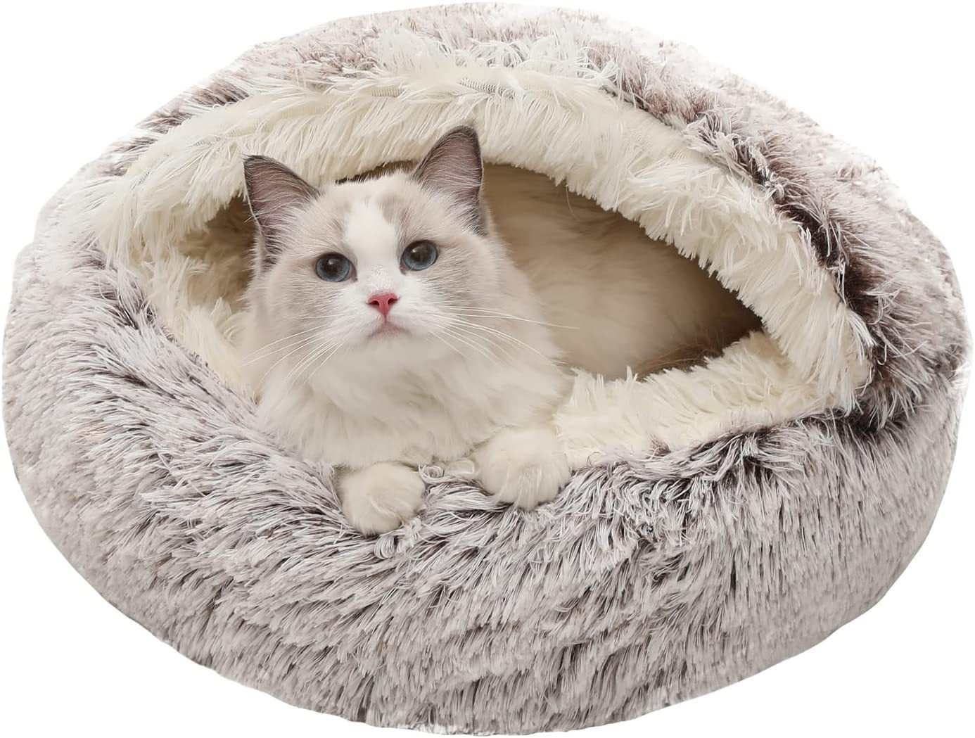 Pet Cat Calming Bed Cuddle Soft Warm Plush Cave Comfy Sleeping Nest Kitten House