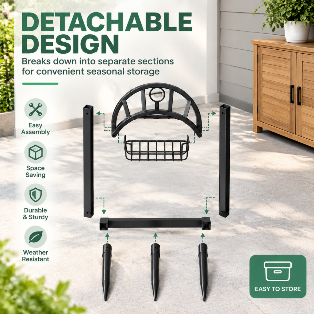Garden Hose Holder Detachable Storage Hose Reel Rack Freestanding Outside Yard
