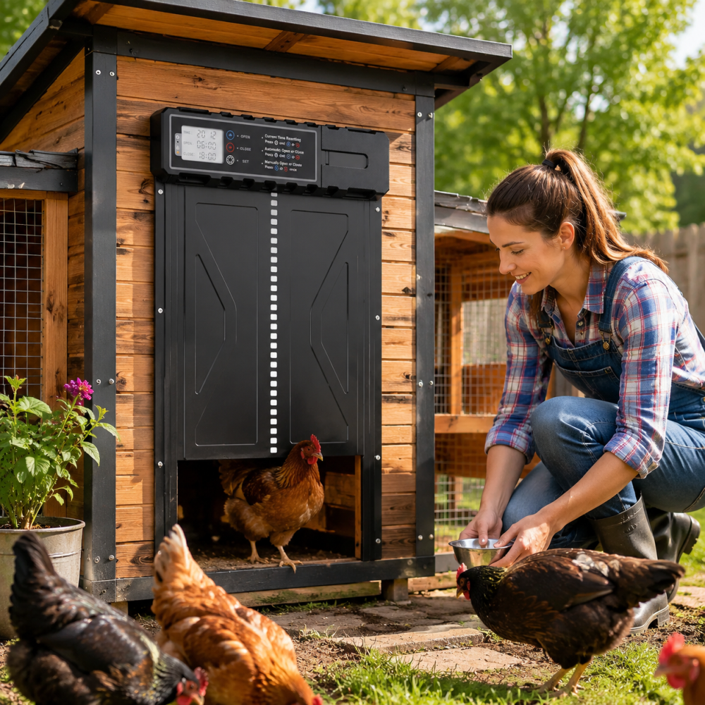 Large Chicken Coop Door Opener Automatic Timer Auto Light Sensor Remote Control