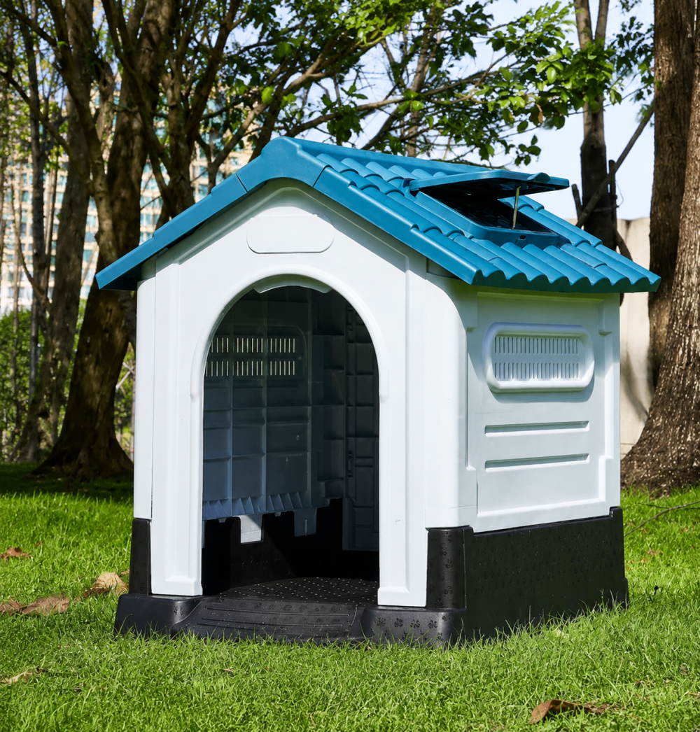 Pet Dog Kennel Outdoor Indoor Plastic Puppy Pet House Kennels Weatherproof L/XL
