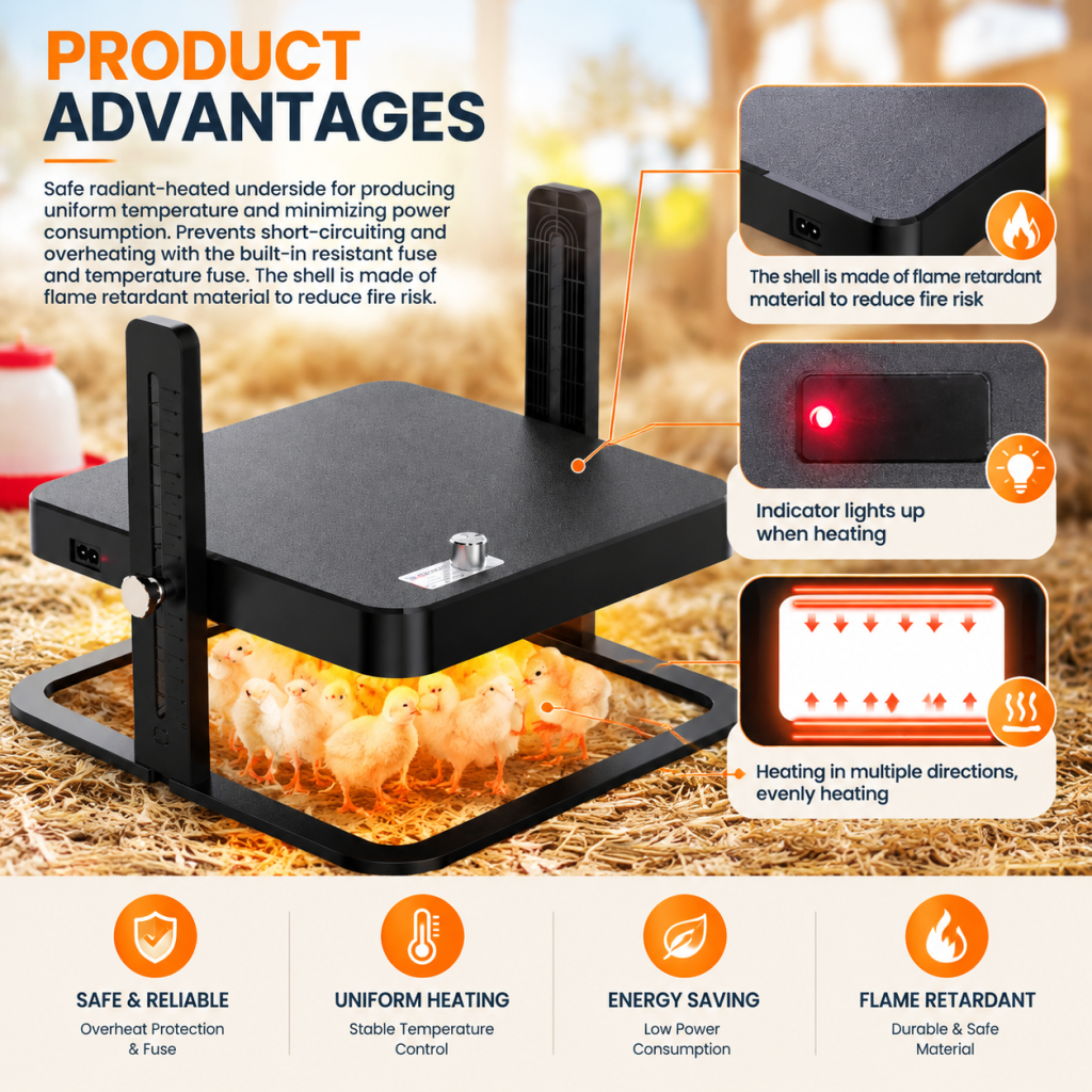 Chick Heating Plate Chicken Coop Heater Poultry Brooder Adjustable Temperature