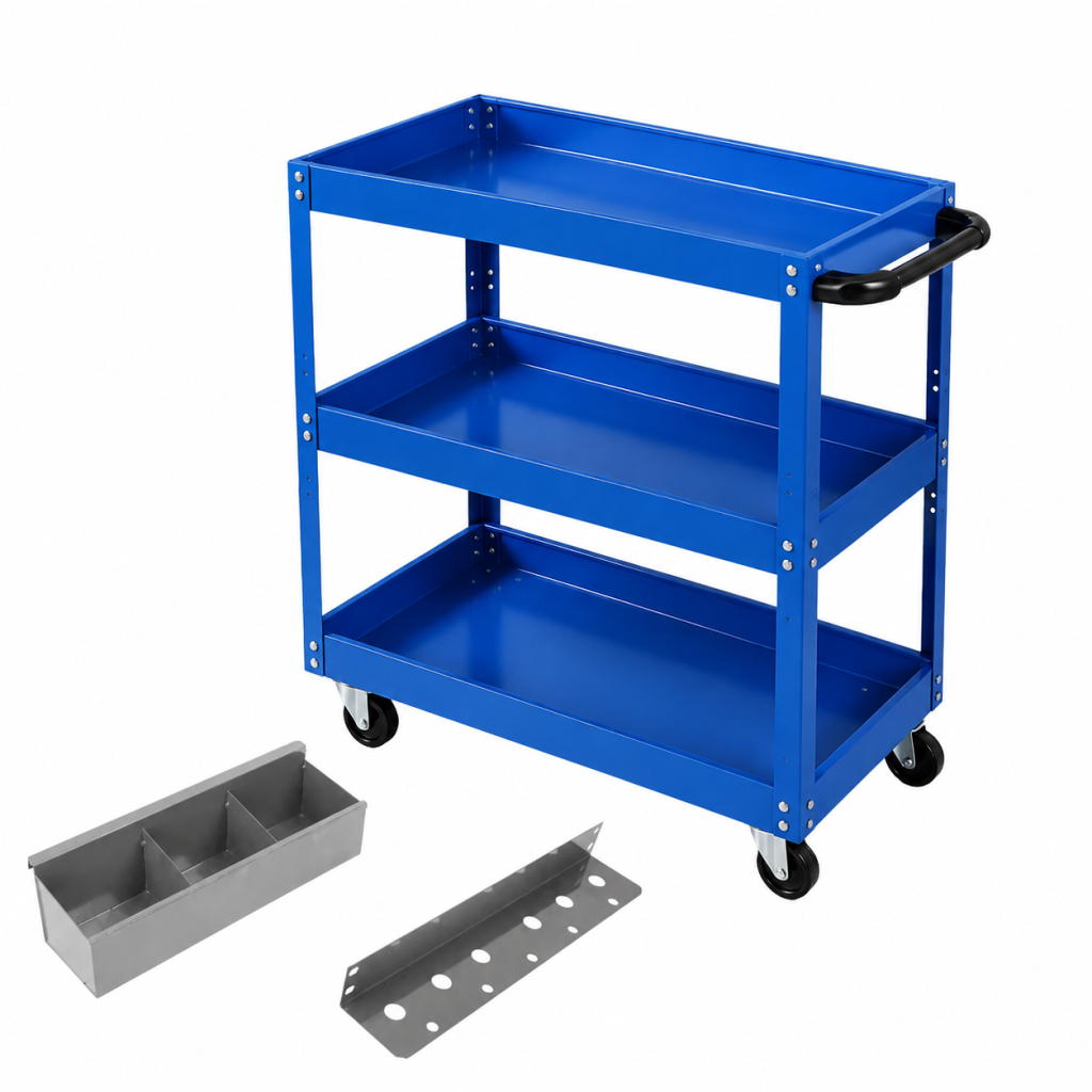 3-Tier Tool Cart Trolley Toolbox Workshop Garage Storage 150KG Organizer 360°