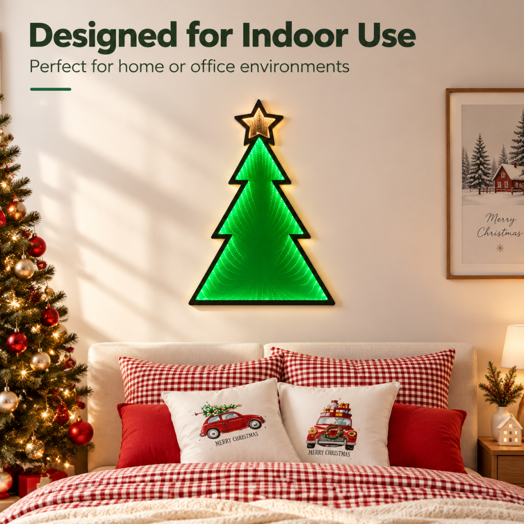Infinity LED Mirror Light Christmas Tree 48cm Illuminated Display 3D Decoration