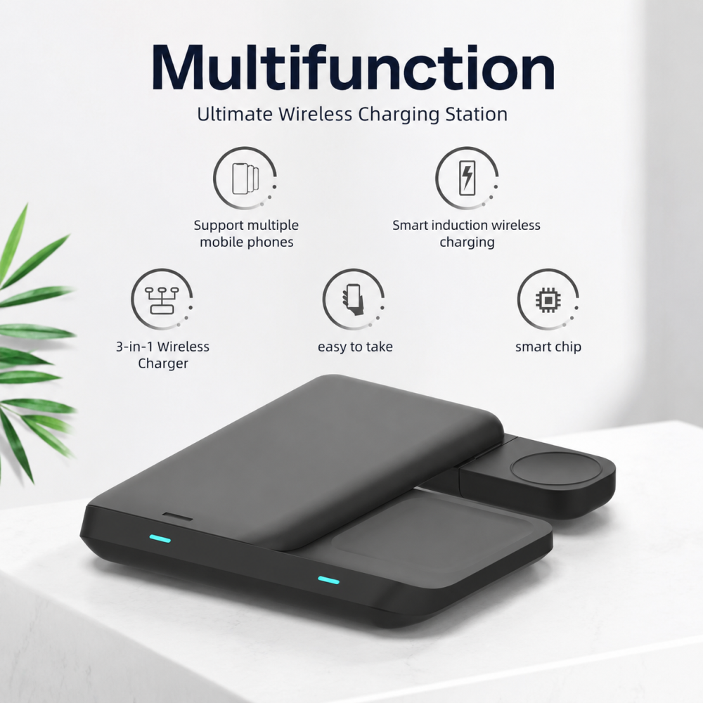 3 in 1 Wireless Charger Dock 15W Fast Charging Station For iPhone Watch Air pods