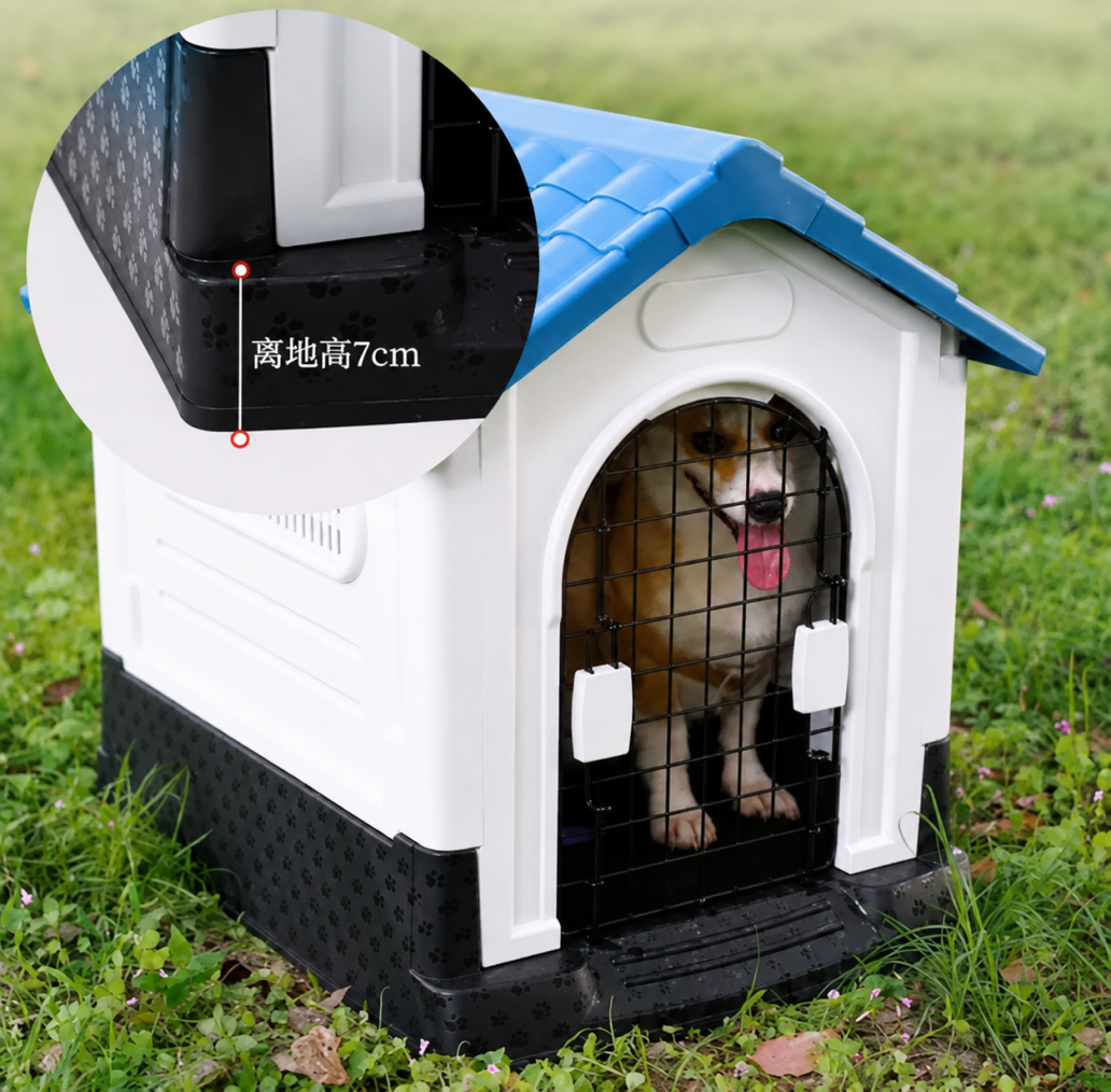 Pet Dog Kennel Outdoor Indoor Plastic Puppy Pet House Kennels Weatherproof L/XL