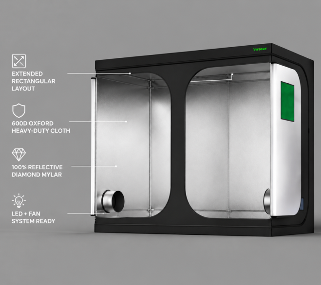 GROZY 200x100x200cm Grow Tent with Green View Window for Hydroponics Indoor Plant Growing System