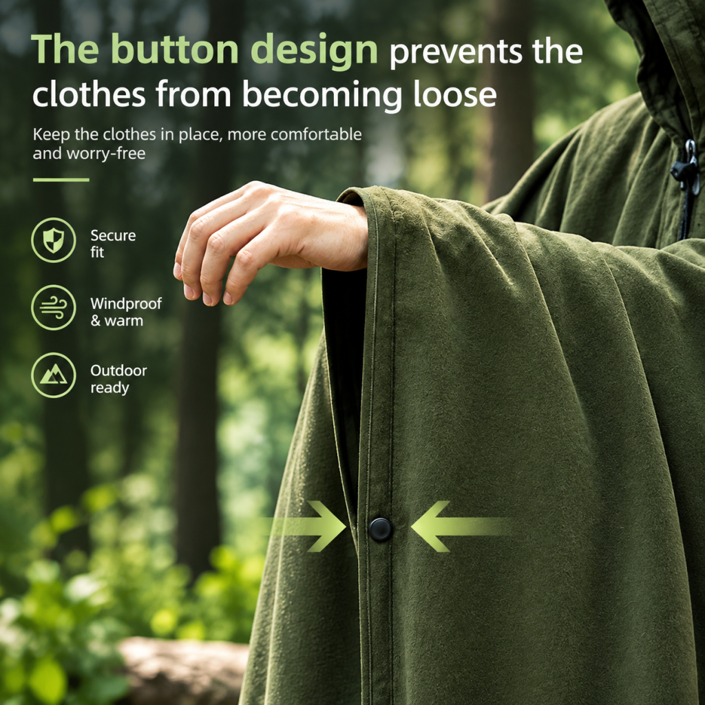 4in1 Outdoor Camping Hiking Poncho Coat Sleeping Bag Stadium Fleece Warm Blanket