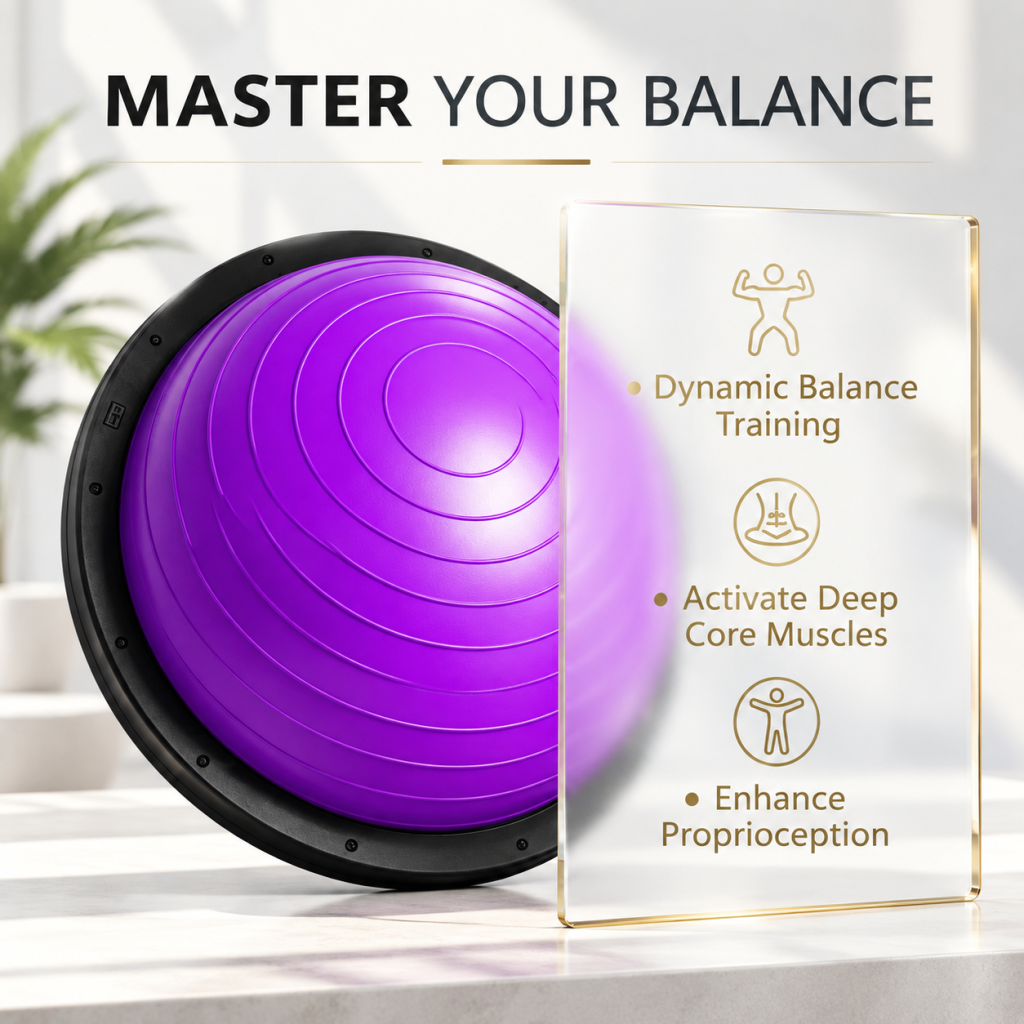 58cm Anti-Burst Half Dome Balance Trainer Yoga Ball Resistance Band Home Gym