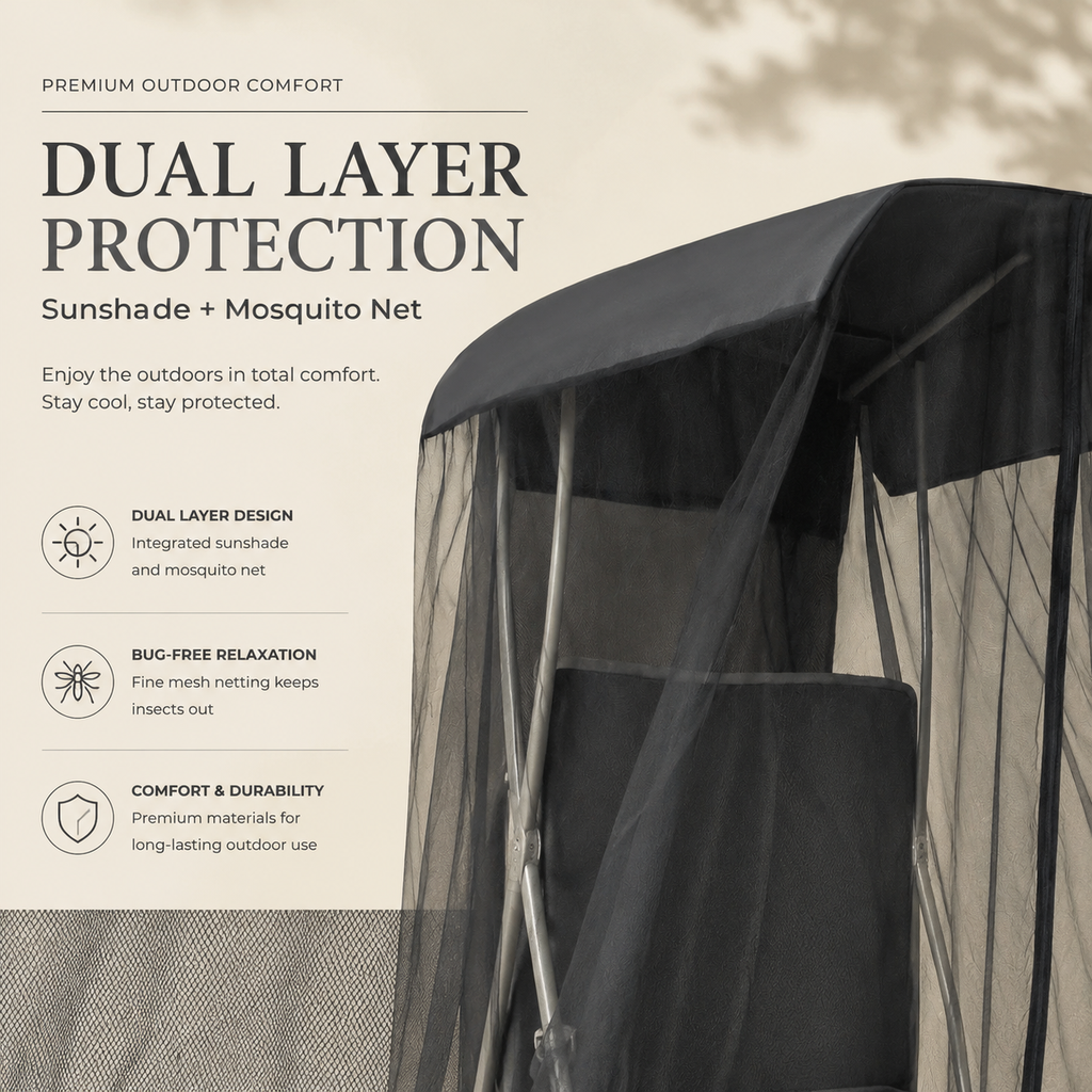 Camping Chair with Canopy Shade and Mosquito Net Folding Outdoor Fishing Beach