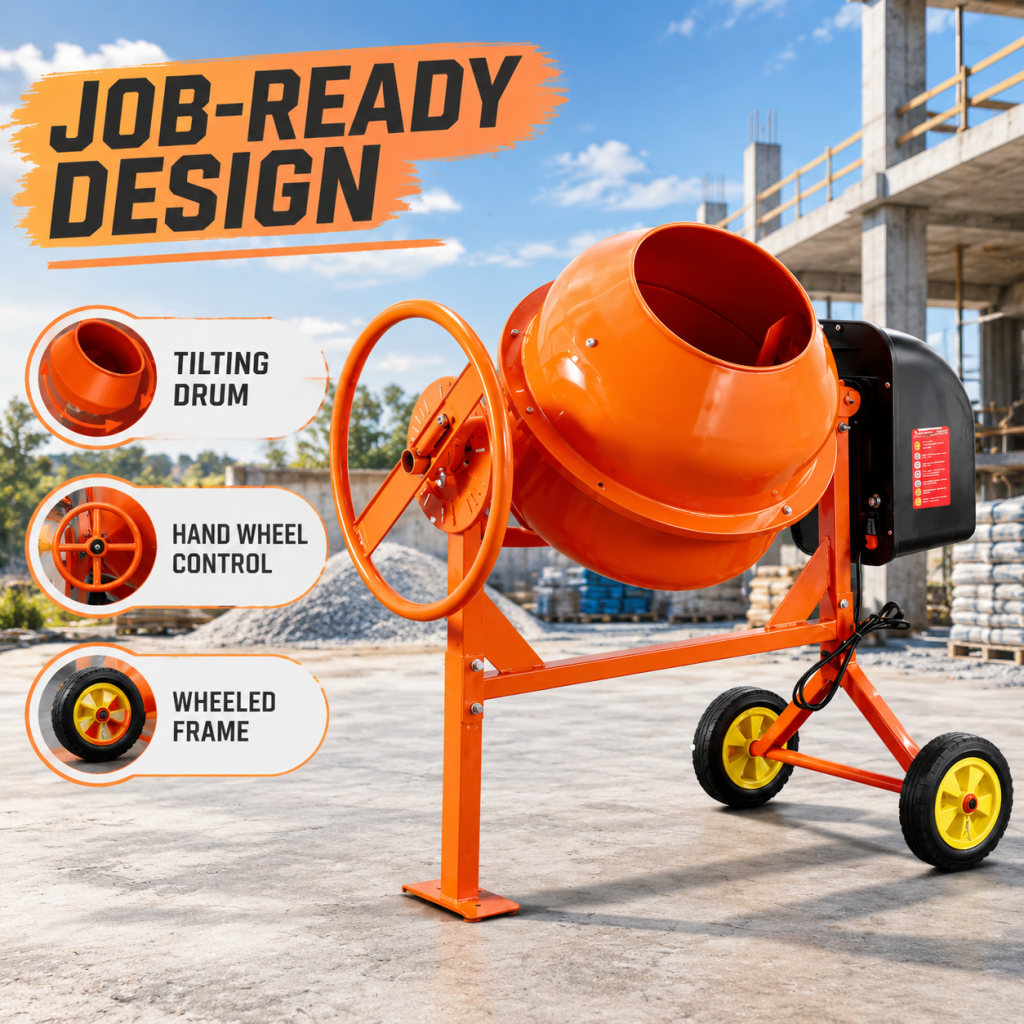 70/140L Portable Electric Concrete Cement Mixer Sand Gravel Mortar Construction