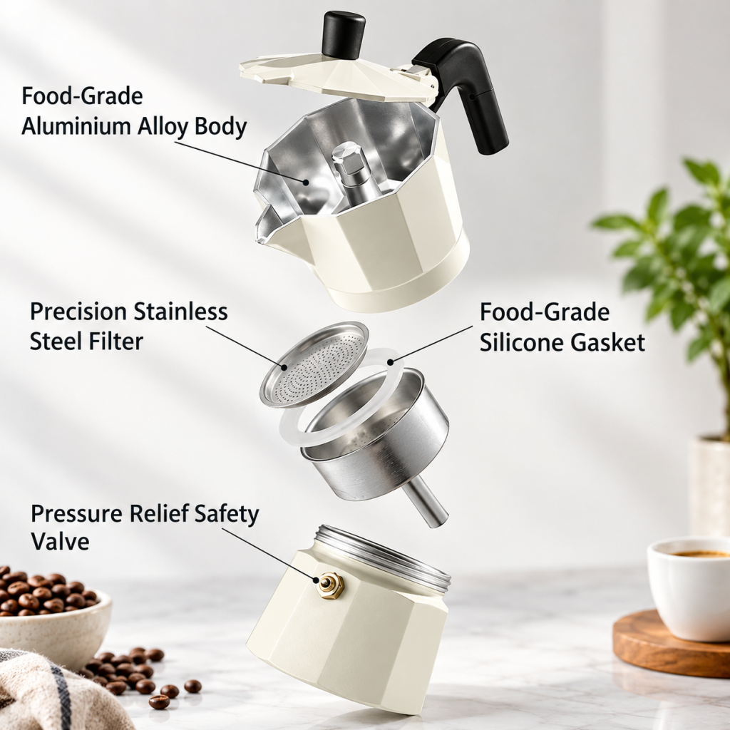 Stove Top Italian Coffee Maker Moka Pot 100ML Espresso Latte Percolator Portable