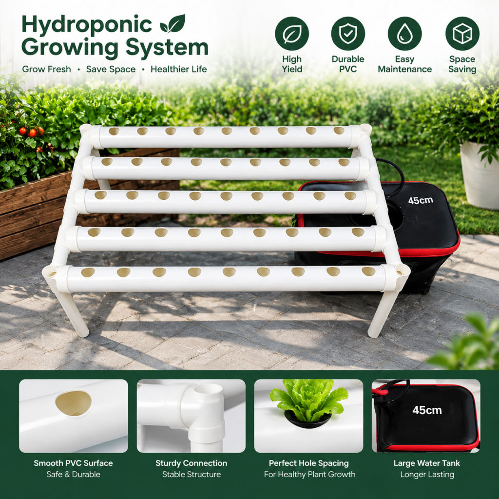 45/90/108/144 Sites Hydroponic NFT Grow System with Timer Water Tank Vegetable Planting Kit