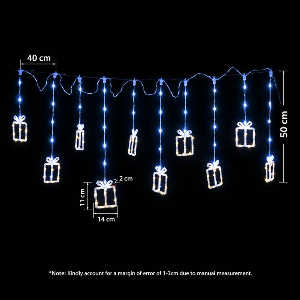 5M Christmas Lights Icicle String Light with Hanging Gift Box 160 LED Waterproof