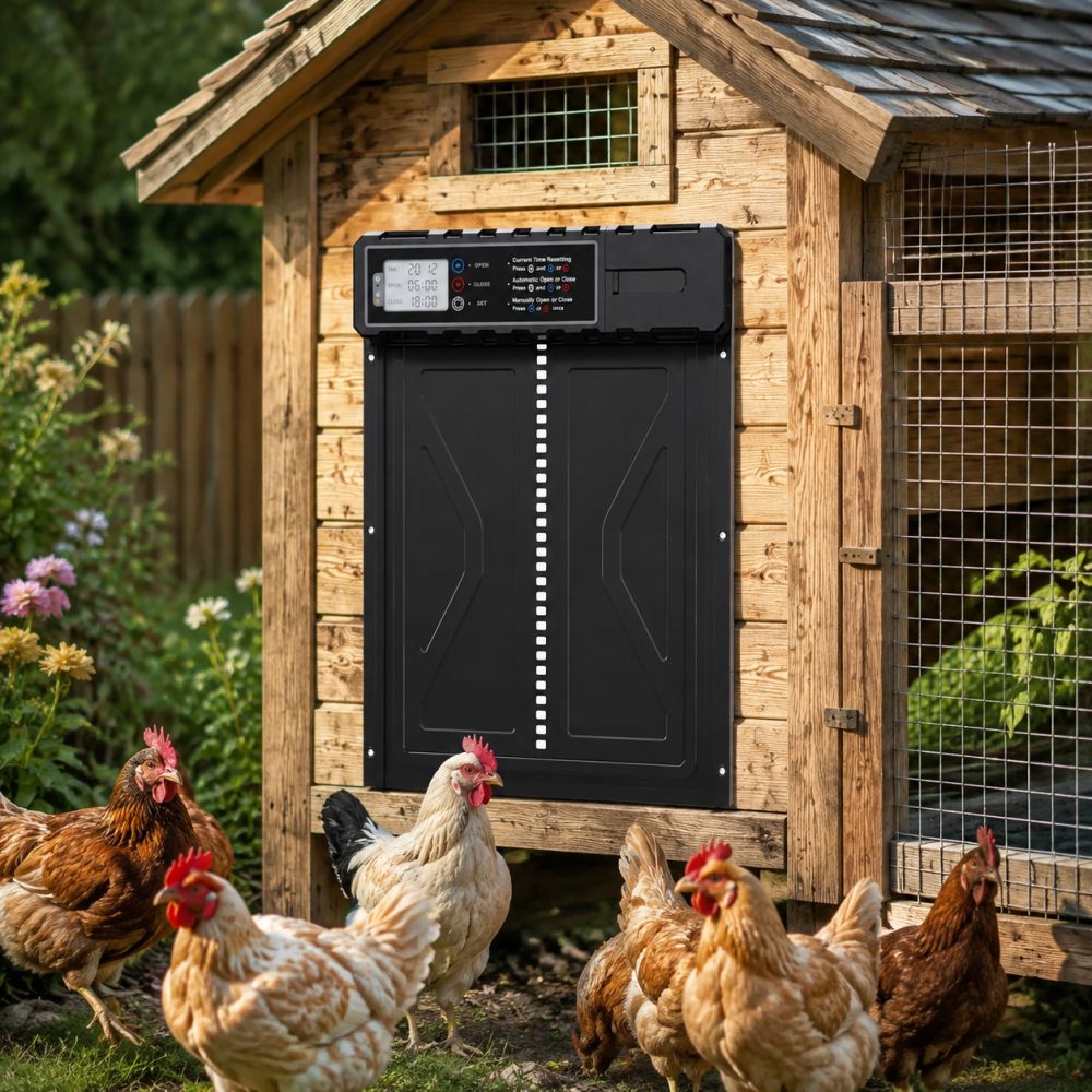 Large Chicken Coop Door Opener Automatic Timer Auto Light Sensor Remote Control