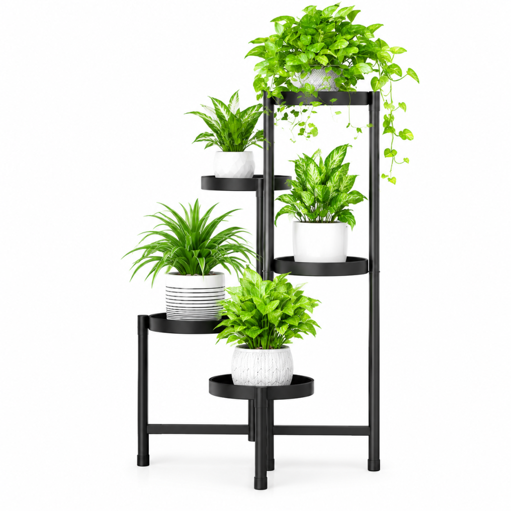5 Tier Metal Plant Stand Foldable Shelf Flower Pot Holder Garden Balcony Outdoor