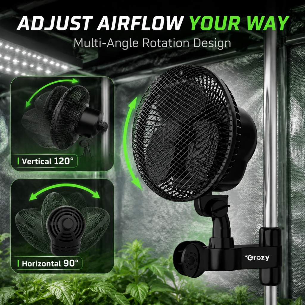 6 inch 2 Speed Clip Desk AC Fan Quiet Vertical 6" Oscillating Fan Fit Grow Tent
