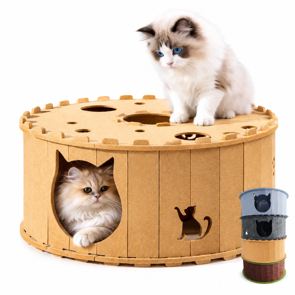 Felt Cat Cave Bed Pet Nest Hideout Kittens Tube Foldable Interactive Play Toy