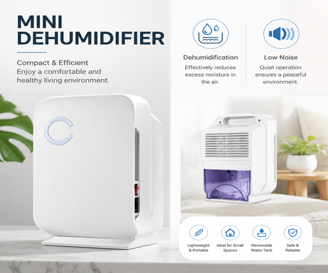 Mini Dehumidifier Portable Home Office for Grow Tent Room Closets Bathroom