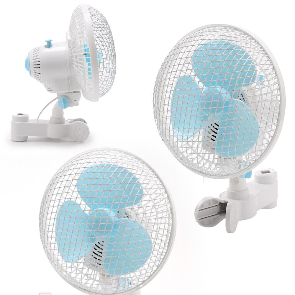 Hydroponics 2 Speed Clip Desk Fan 160mm Quiet Vertical 6" Oscillating Fan Fit Grows Tent Pole