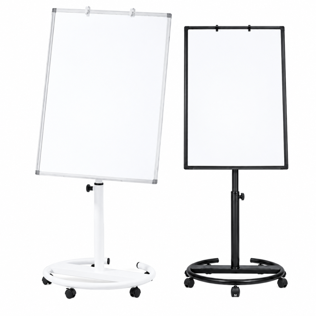 Magnetic Whiteboard Stand Rolling Round Base Adjustable Height Office Classroom