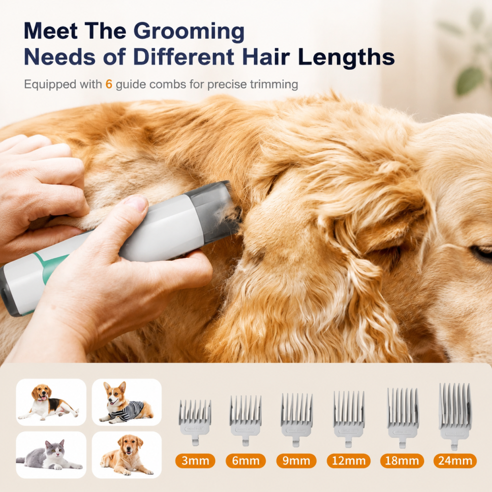 7 IN 1 Pet Grooming Kit Vacuum Large Capacity Dryer Nail Trimmer Clipper Tools