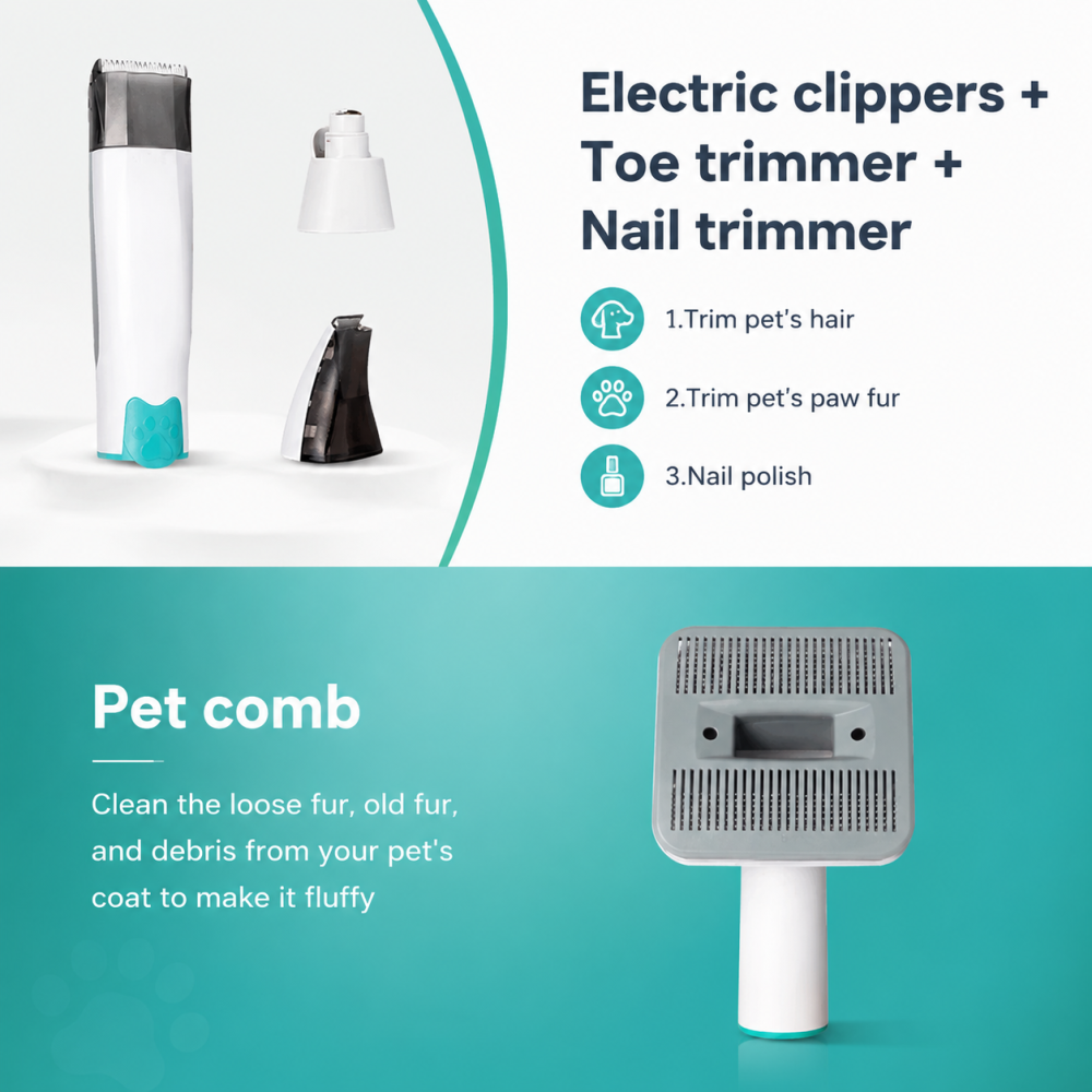 7 IN 1 Pet Grooming Kit Vacuum Large Capacity Dryer Nail Trimmer Clipper Tools