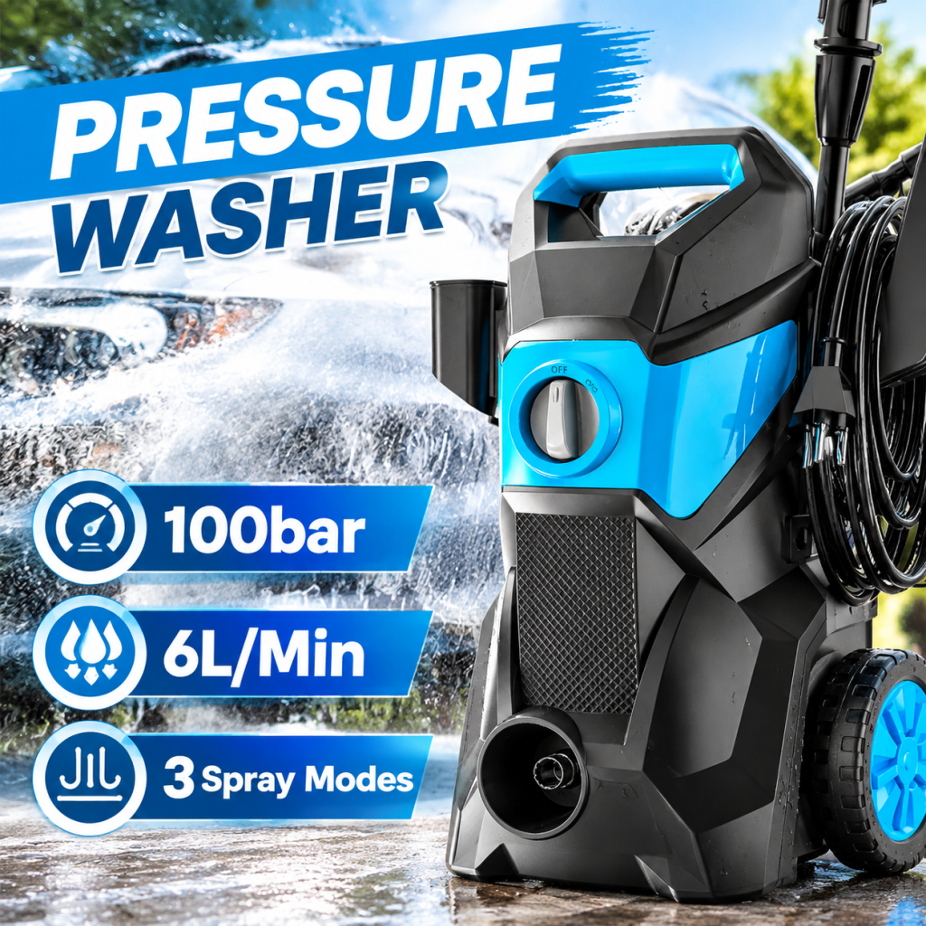 1400W Electric Pressure Washer High Power Cleaner Adjustable Spray Gun 10m Hose