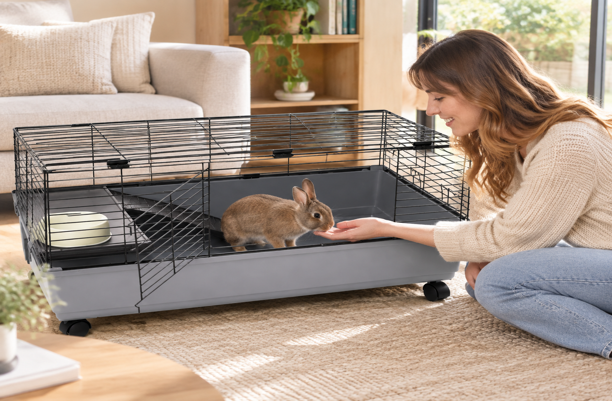 Rabbit Cage 100cm Metal Frame Hutch Hamster Pet Cages