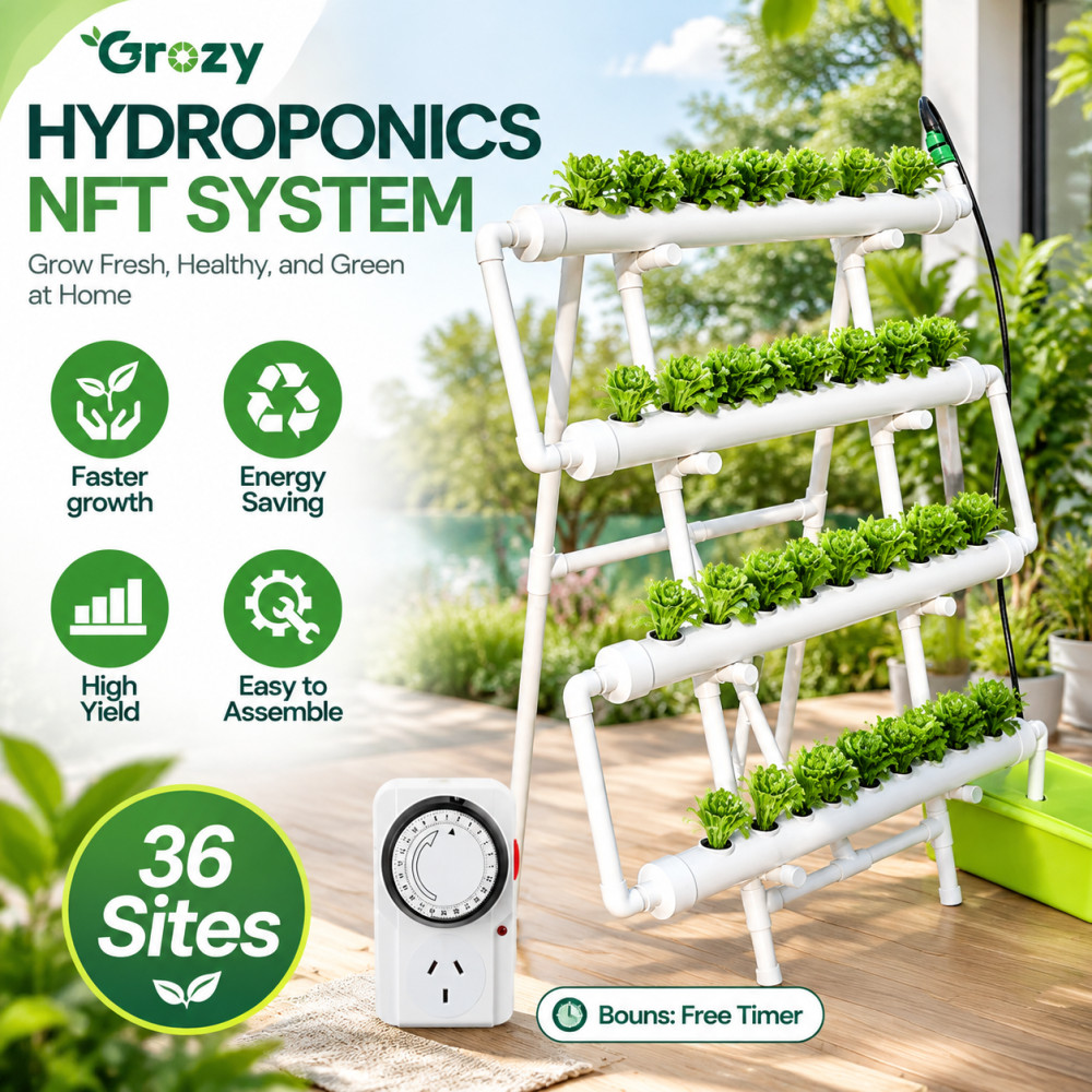 36/72 Plant Sites Aeroponics Hydroponic Grow Kit NFT System for Vegetables & Herbs