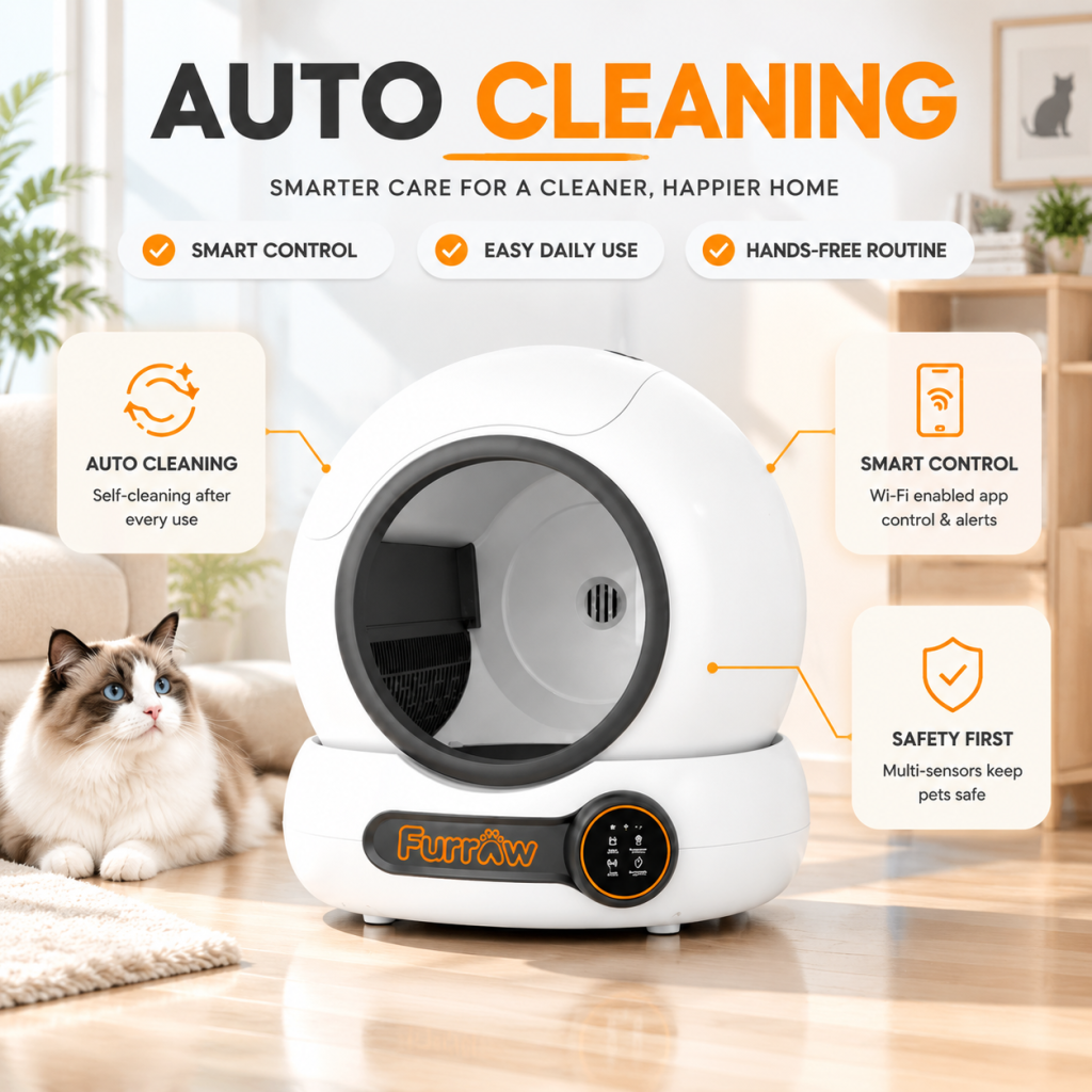 FURRAW Smart Automatic Cat Litter Box Self-Cleaning Deodorization APP Control