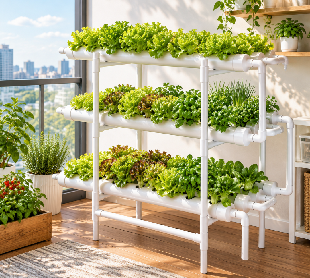 45/90/108/144 Sites Hydroponic NFT Grow System with Timer Water Tank Vegetable Planting Kit