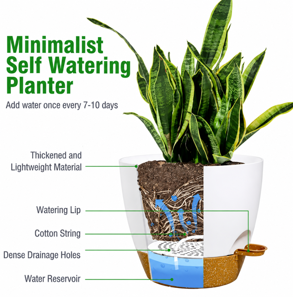 9/10/12 inch 3PCS Self Watering Planters Kit Indoor Garden Plants Flower Pots