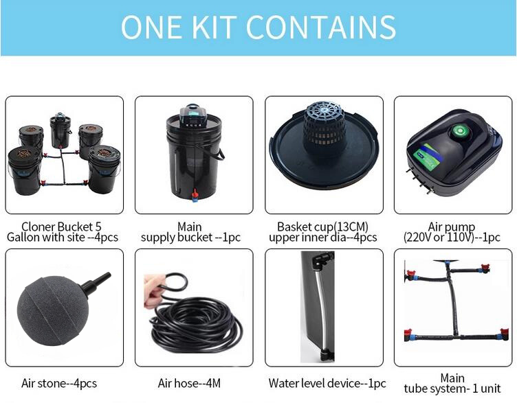 Hydroponics DWC Completed System 20L 5 Buckets Kit Roots Growing Bigger Harvest