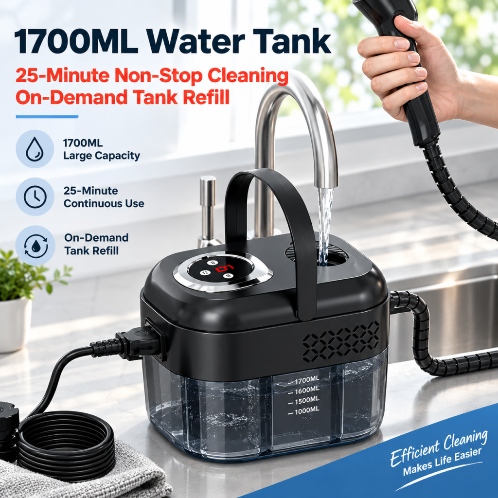 1500W High Pressure Steam Cleaner 1700ML Portable Home Kitchen Cleaning Machine