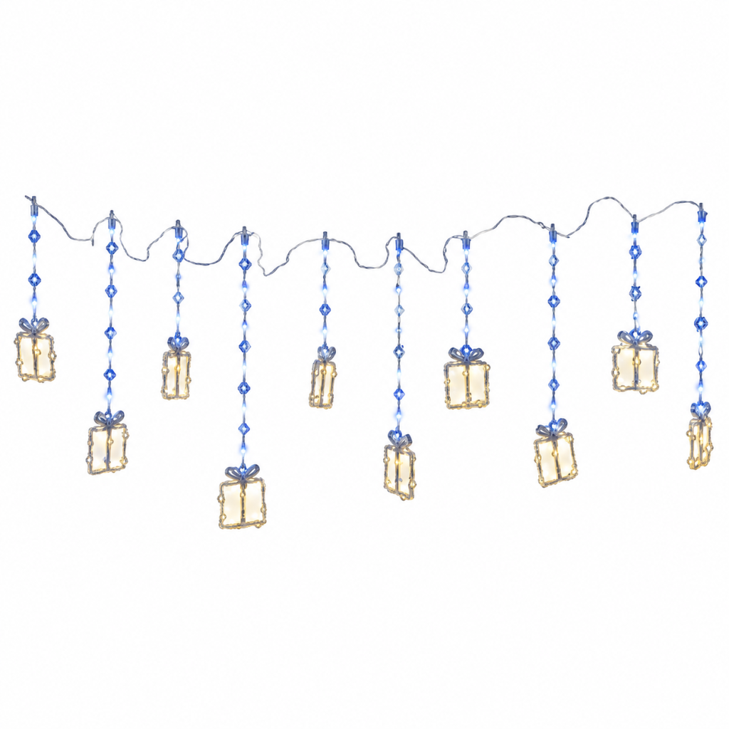 5M Christmas Lights Icicle String Light with Hanging Gift Box 160 LED Waterproof