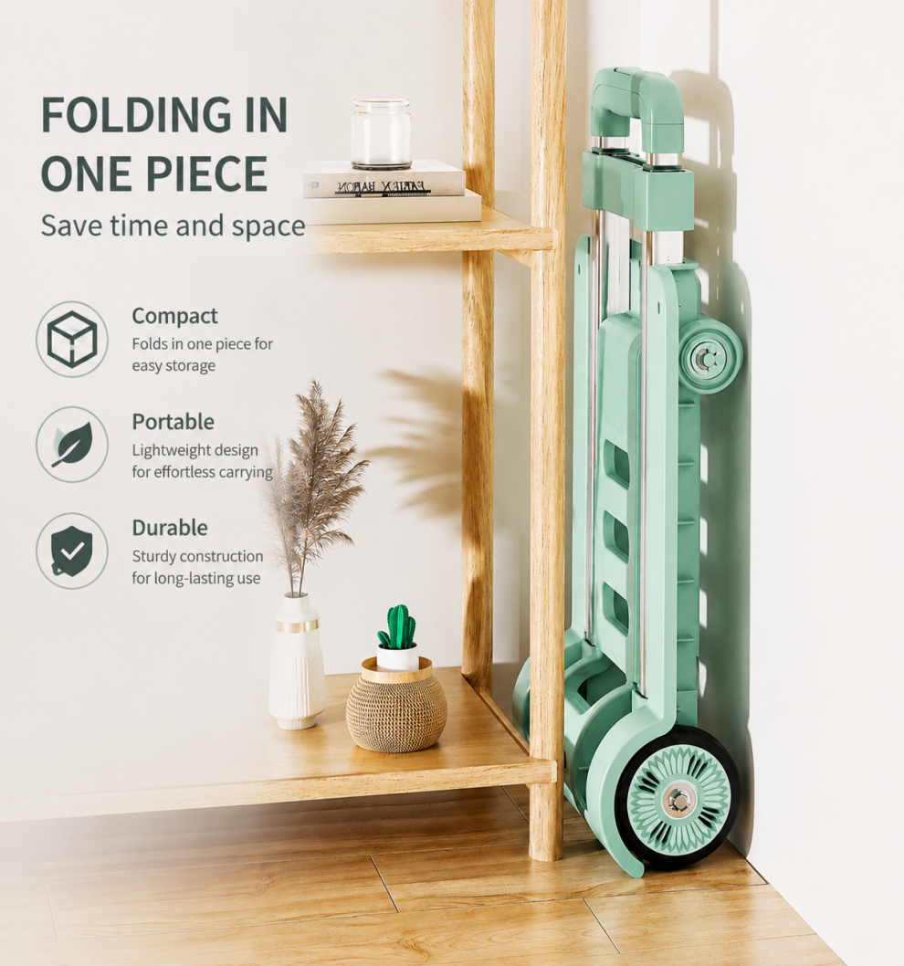 Folding Hand Truck Luggage Trolley Cart 20kg Lightweight Travel Moving Shopping