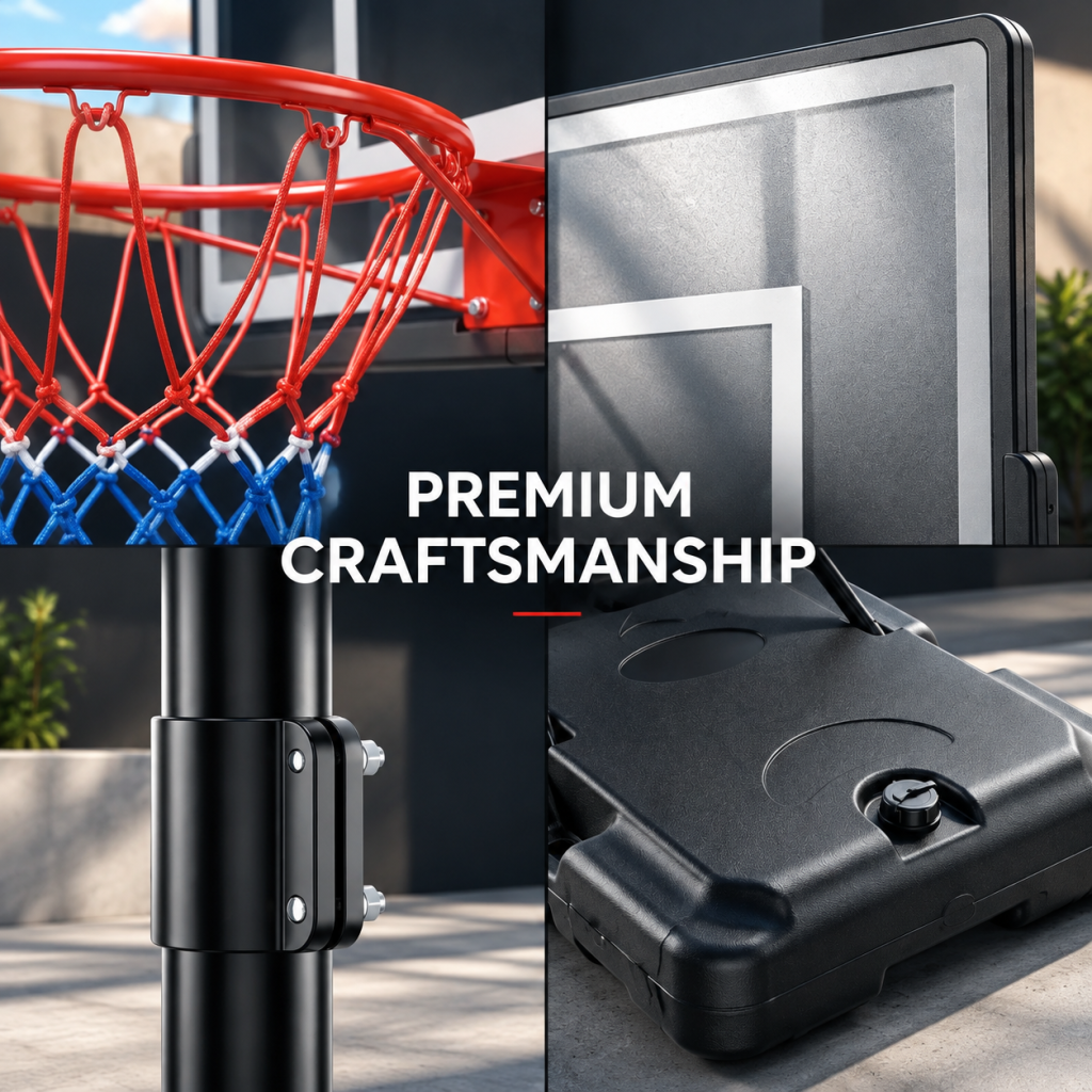 3.05M Height Adjustable Portable Basketball Hoop Stand System Durable Net Ring